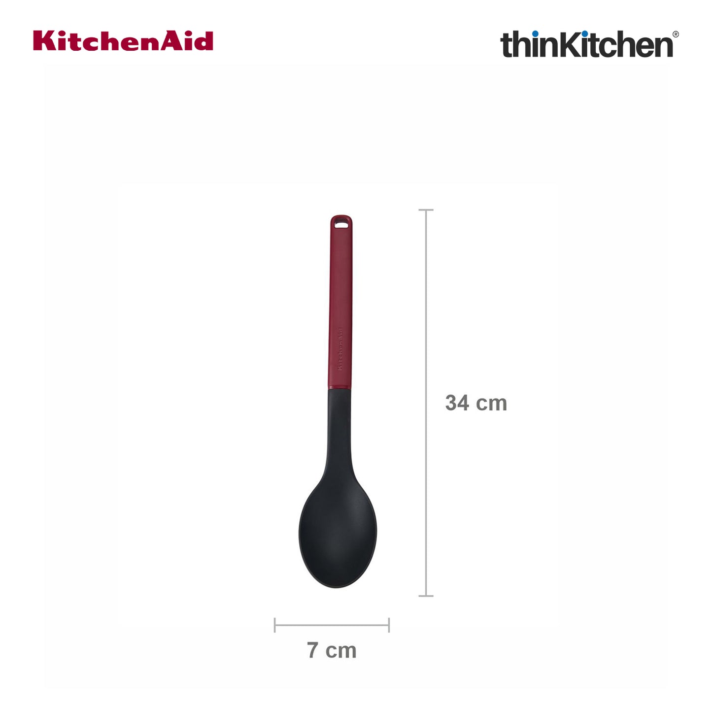 KitchenAid Premium Cooking Spoon, Heat Resistant Nylon Cooking Utensil, Non-Stick Safe Kitchen Tool with Durable Handle, Dishwasher Safe - Empire Red, 34cm