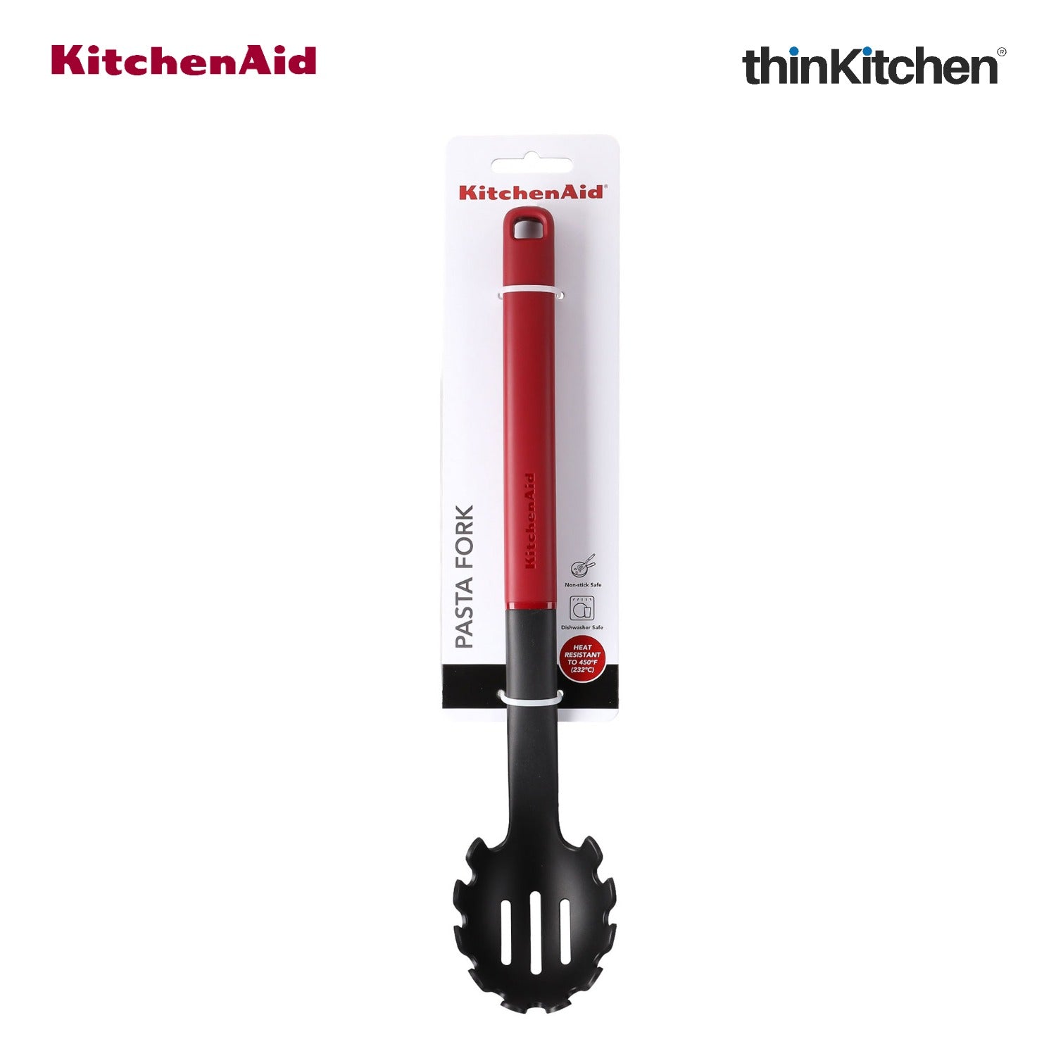 KitchenAid Spaghetti & Pasta Server for Non-Stick Cookware, Empire Red - 5