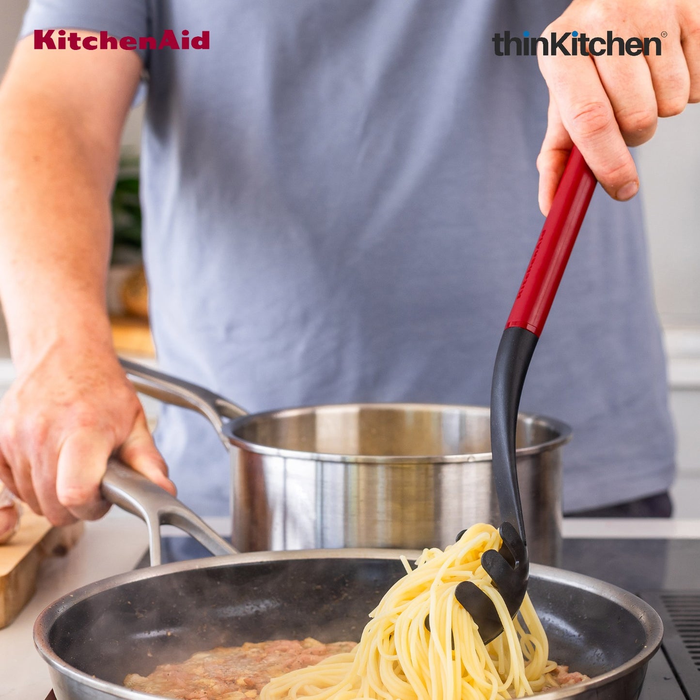 KitchenAid Spaghetti & Pasta Server for Non-Stick Cookware, Empire Red