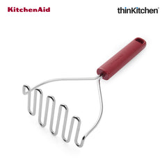 KitchenAid Stainless Steel Masher - Empire Red, 25.5cms | Rust Resistant and Dishwasher Safe