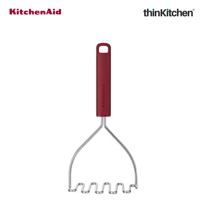 KitchenAid Stainless Steel Masher - Empire Red, 25.5cms | Rust Resistant and Dishwasher Safe
