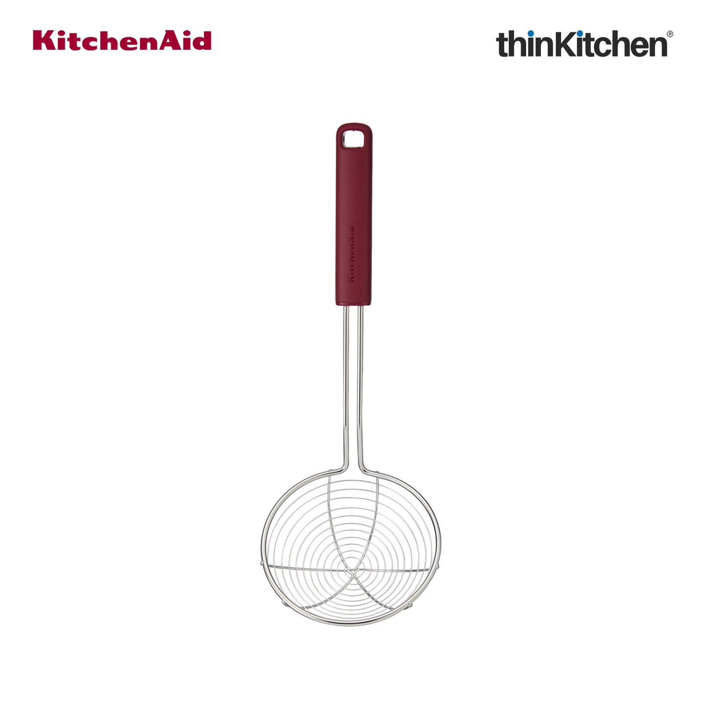 KitchenAid Stainless Steel Wire Strainer for Pasta, Frying - Empire Red, 36.5cm | Heat Resistant