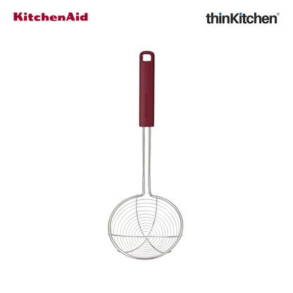 KitchenAid Stainless Steel Wire Strainer for Pasta, Frying - Empire Red, 36.5cm | Heat Resistant