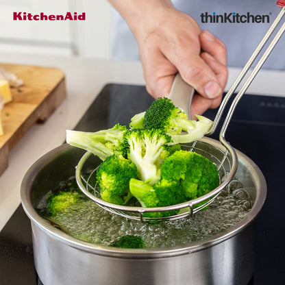 KitchenAid Stainless Steel Wire Strainer for Pasta, Frying - Empire Red, 36.5cm | Heat Resistant