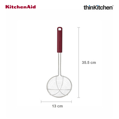 KitchenAid Stainless Steel Wire Strainer for Pasta, Frying - Empire Red, 36.5cm | Heat Resistant