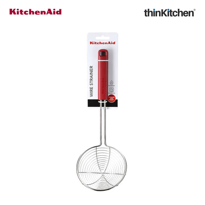 KitchenAid Stainless Steel Wire Strainer for Pasta, Frying - Empire Red, 36.5cm | Heat Resistant