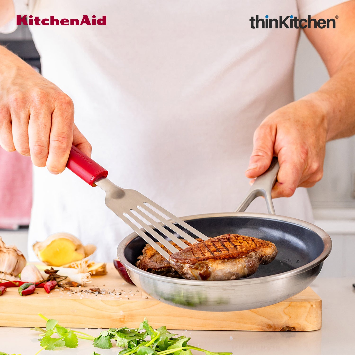KitchenAid Stainless Steel Flexible Turner Spatula - Empire Red, 31.5cms | Heat Resistant - 2