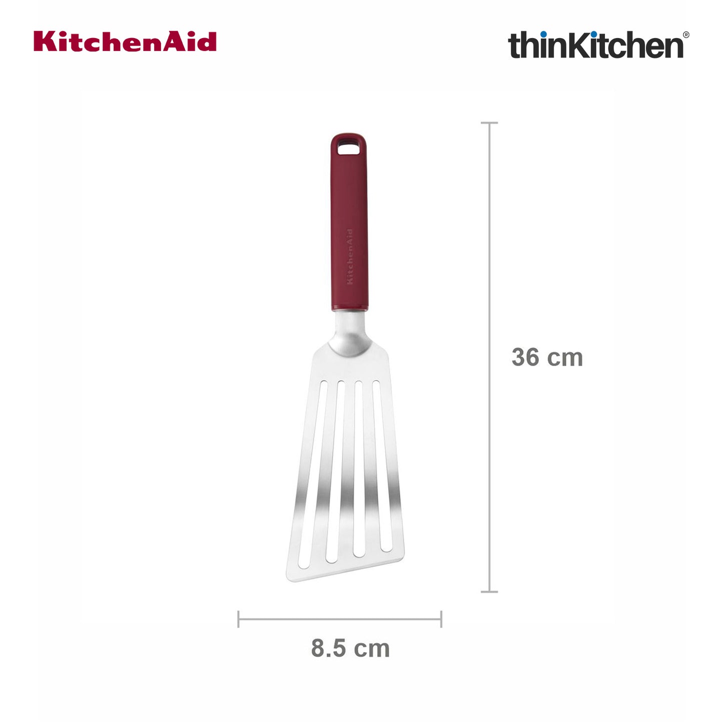 KitchenAid Stainless Steel Flexible Turner Spatula - Empire Red, 31.5cms | Heat Resistant