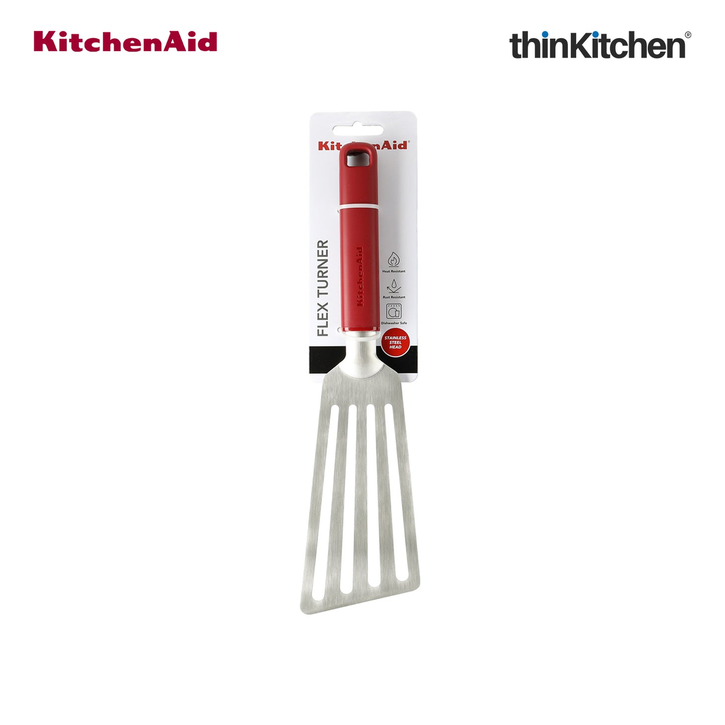 KitchenAid Stainless Steel Flexible Turner Spatula - Empire Red, 31.5cms | Heat Resistant