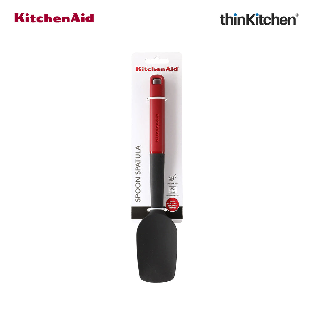 KitchenAid Silicone Non-Stick Spoon Spatula with Durable Handle - Empire Red, 30cm