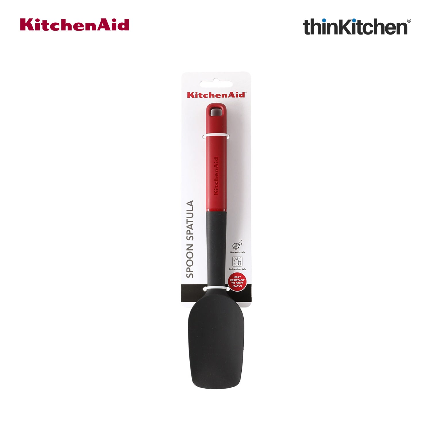 KitchenAid Silicone Non-Stick Spoon Spatula with Durable Handle - Empire Red, 30cm - 1