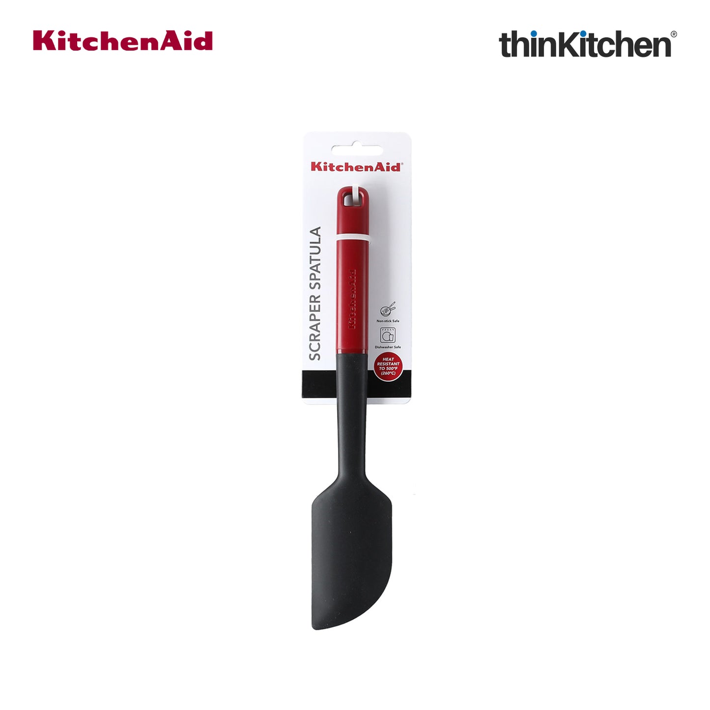 KitchenAid Silicone Scraper Spatula - Empire Red, 30cm | Heat Resistant
