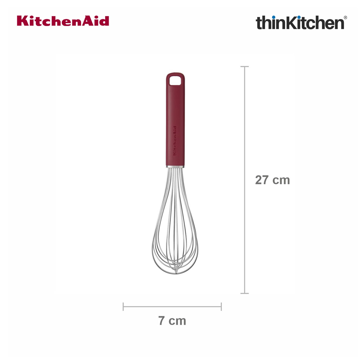 KitchenAid Stainless Steel Whisk - Empire Red, 27 cms | Heat Resistant Cooking Utensil - 5