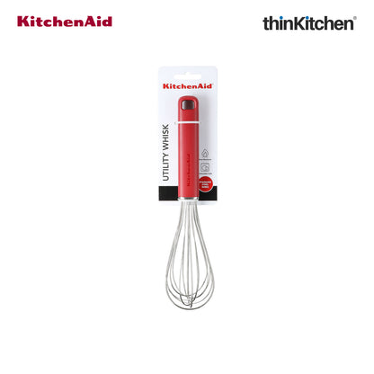 KitchenAid Stainless Steel Whisk - Empire Red, 27 cms | Heat Resistant Cooking Utensil