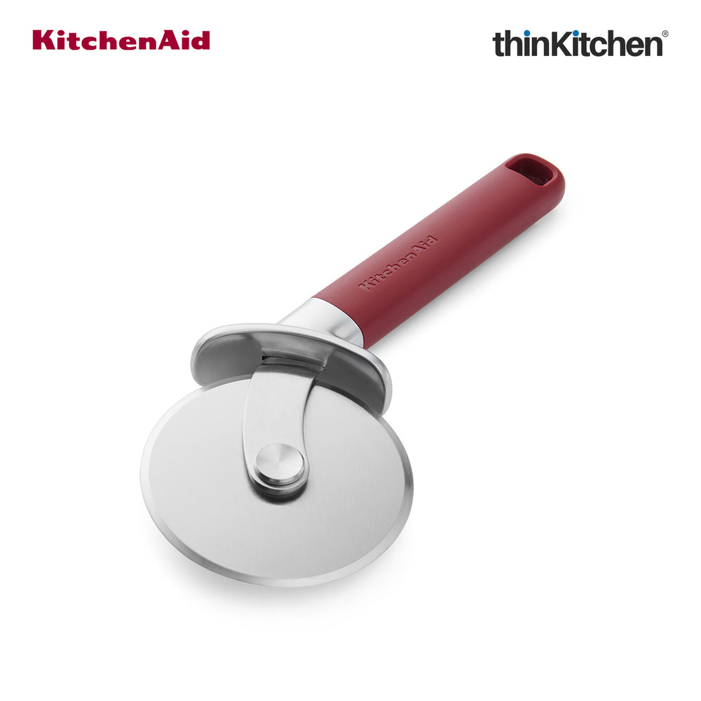 KitchenAid Stainless Steel Pizza Cutter with Finger Guard - Empire Red, 23.5cms