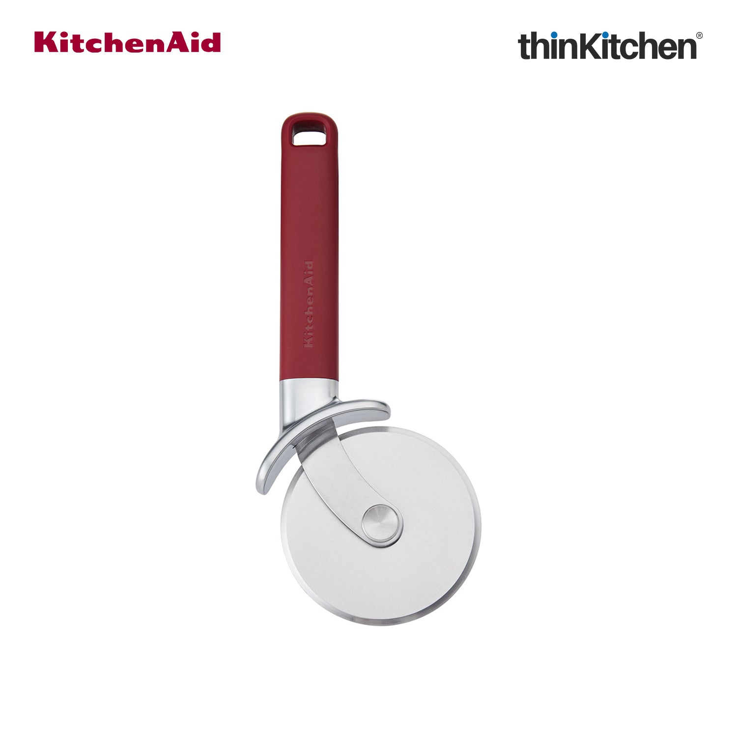 KitchenAid Stainless Steel Pizza Cutter with Finger Guard - Empire Red, 23.5cms - 3