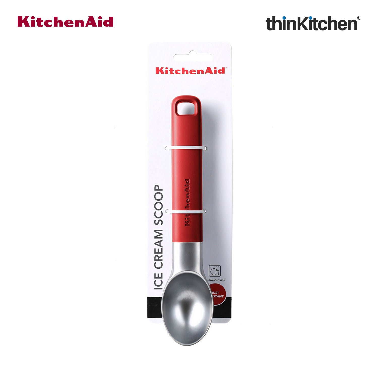KitchenAid Ice Cream Scoop With Ergonomic Handle - Empire Red,  21cm - 6