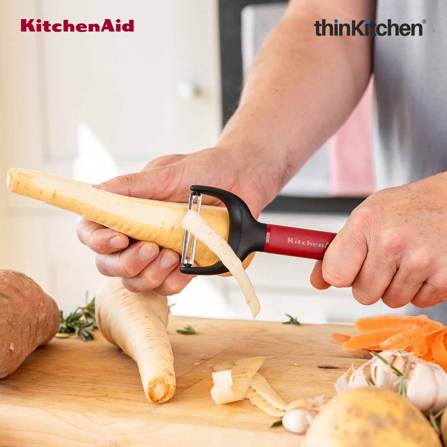 KitchenAid Y-Shape Peeler For Vegetable & Fruit with Stainless Steel Blade - Empire Red, 17.5cms