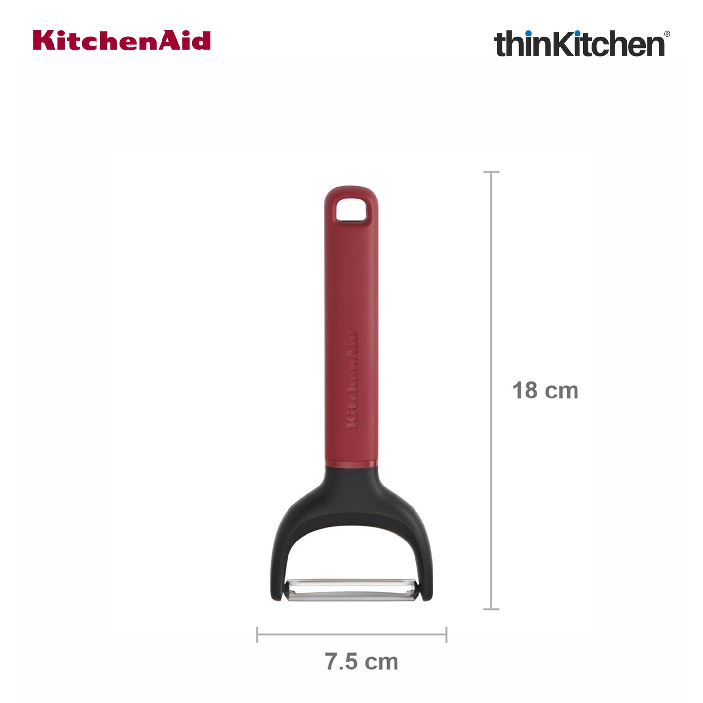 KitchenAid Y-Shape Peeler For Vegetable & Fruit with Stainless Steel Blade - Empire Red, 17.5cms