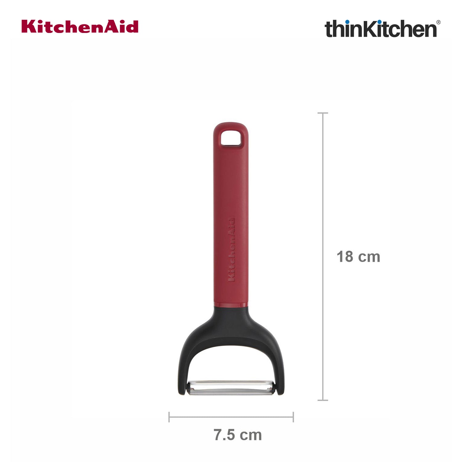KitchenAid Y-Shape Peeler For Vegetable & Fruit with Stainless Steel Blade - Empire Red, 17.5cms - 5