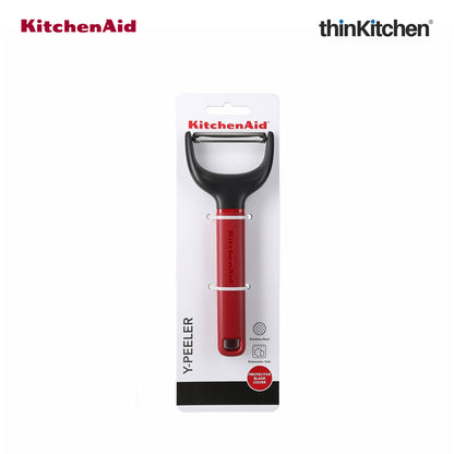 KitchenAid Y-Shape Peeler For Vegetable & Fruit with Stainless Steel Blade - Empire Red, 17.5cms