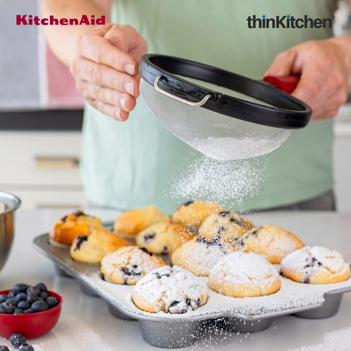 KitchenAid Stainless Steel Mesh Sieve - Empire Red, 17cm | Durable, Dishwasher Safe