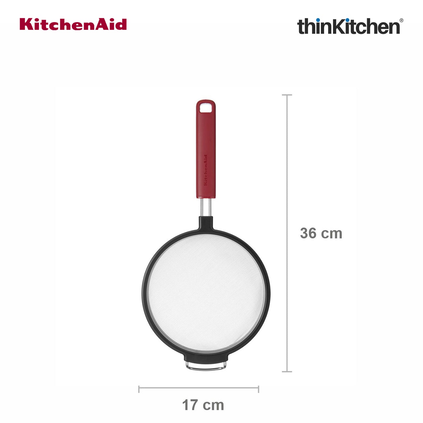 KitchenAid Stainless Steel Mesh Sieve - Empire Red, 17cm | Durable, Dishwasher Safe
