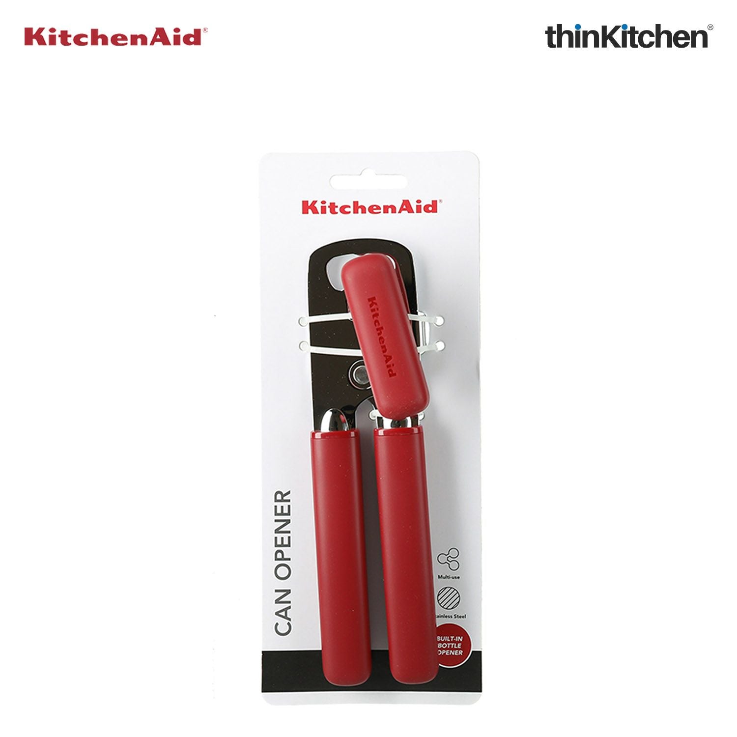 Premium Multifunction Manual Tin, Can, Bottle Opener with Stainless Steel Blade -  Empire Red - 4