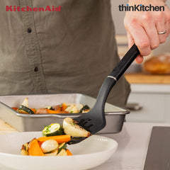 KitchenAid Slotted Turner, Matte Black, Heat Resistant Cooking Utensil, Non-Stick Safe with Durable Handle, 34cm
