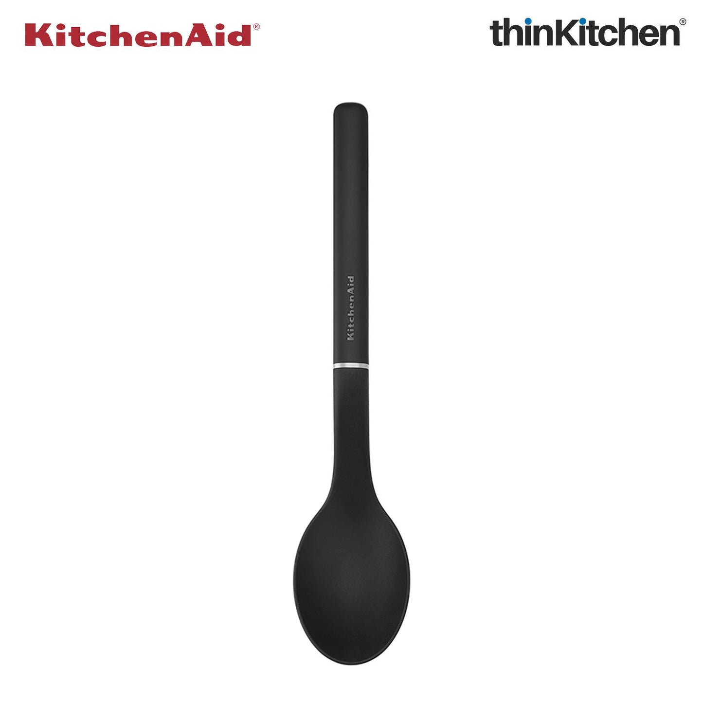 KitchenAid Cooking Spoon, Matte Black, Heat Resistant Cooking Utensil, Non-Stick Safe with Durable Handle, 34cm