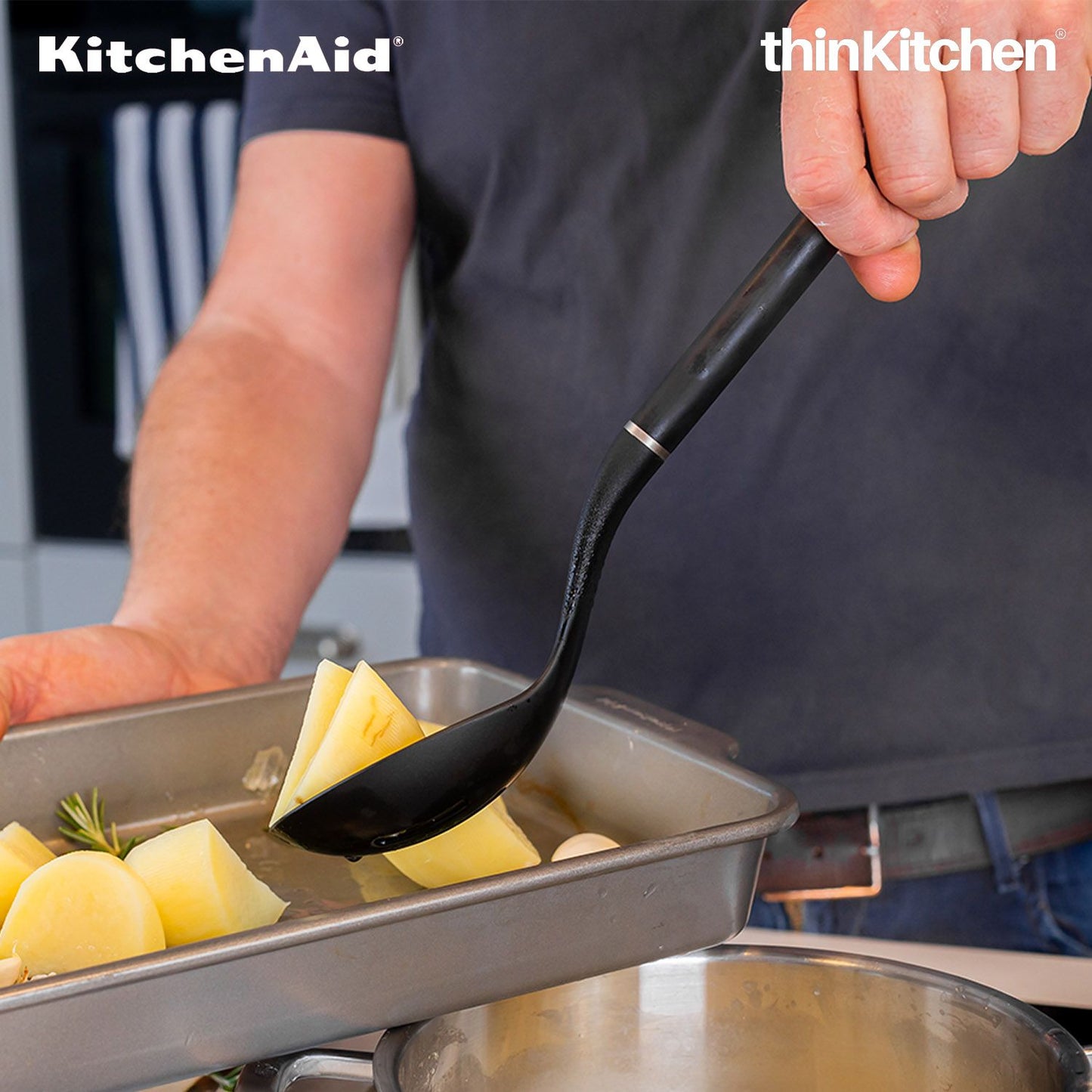 KitchenAid Slotted Spoon, Matte Black, Heat Resistant Cooking Utensil, Non-Stick Safe with Durable Handle, 34cm
