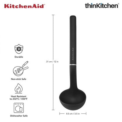 KitchenAid Utility Whisk, Matte Black, Heat Resistant Cooking Utensil, Non-Stick Safe with Durable Handle, 27cm