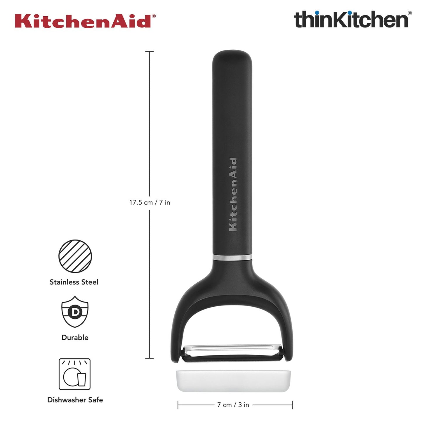 KitchenAid Y-Peeler, Matte Black, Vegetable Peeling Tool with Stainless Steel Blade and Durable Handle, Dishwasher Safe, 17.5cm