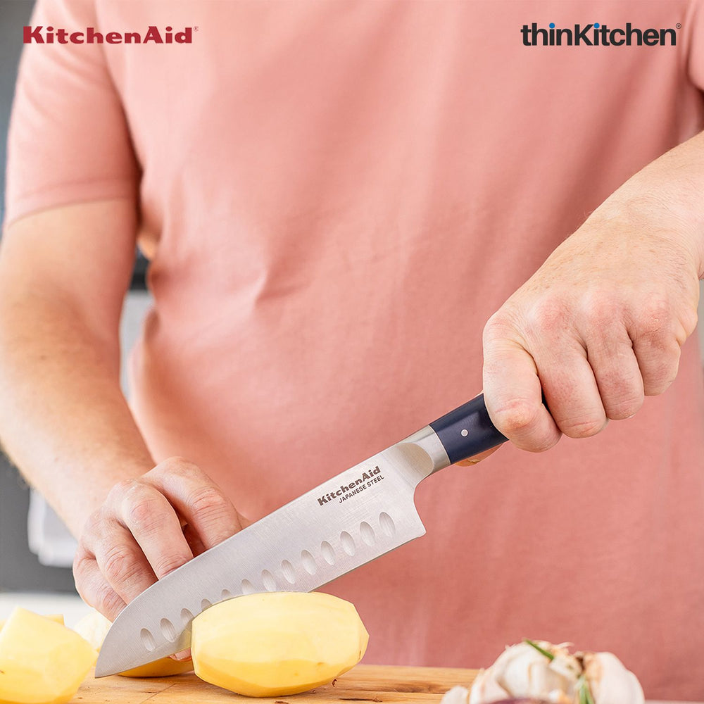 Premium 3Pcs Stainless Steel Knife Set – Sharp Santoku, Utility & Paring Kitchen Knife Set for Cutting, Slicing