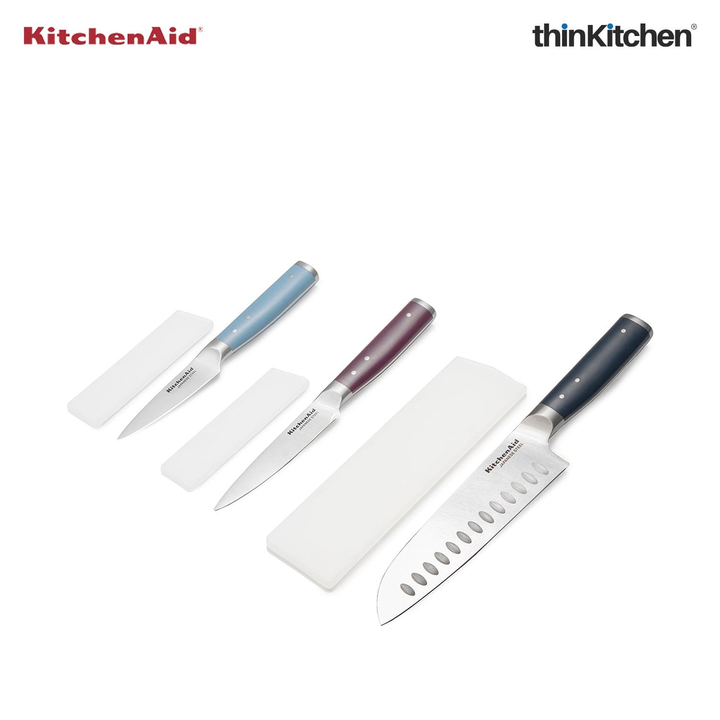 Premium 3Pcs Stainless Steel Knife Set – Sharp Santoku, Utility & Paring Kitchen Knife Set for Cutting, Slicing