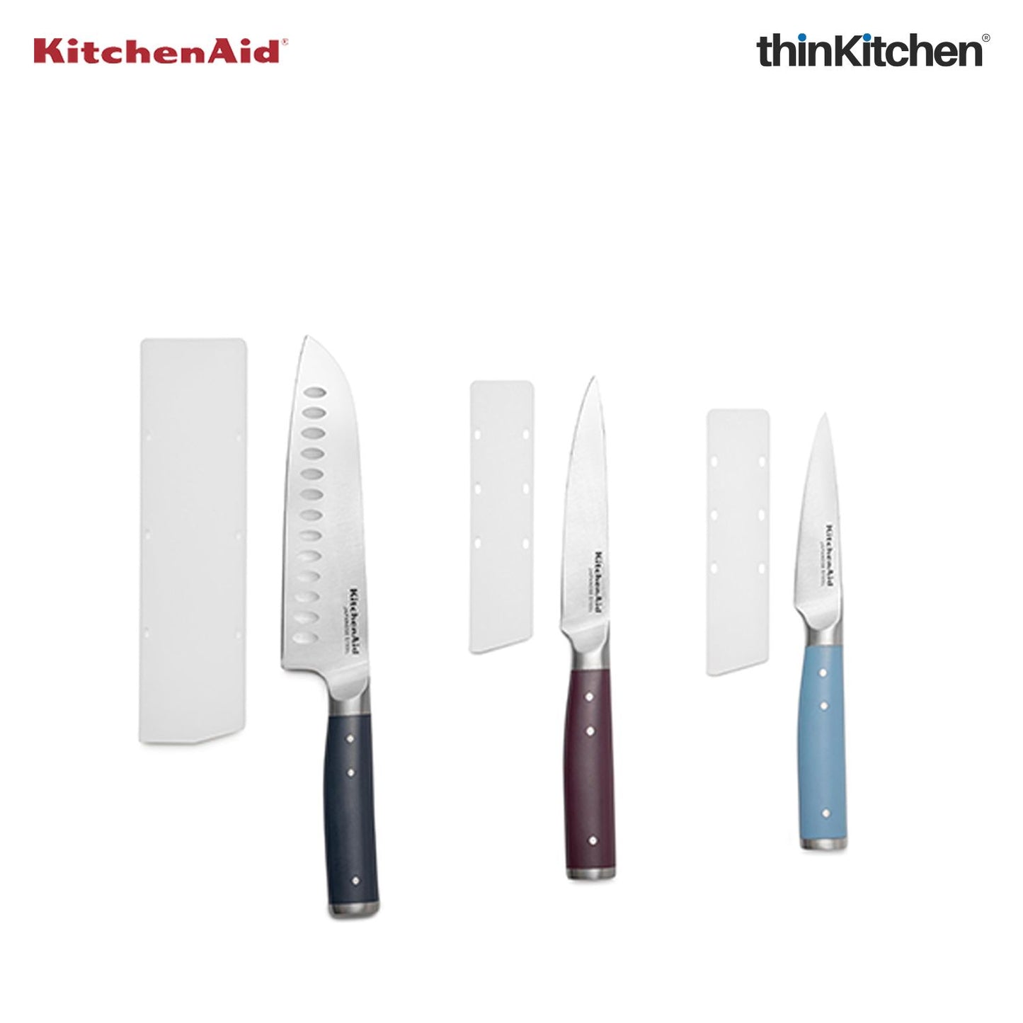 Premium 3Pcs Stainless Steel Knife Set – Sharp Santoku, Utility & Paring Kitchen Knife Set for Cutting, Slicing