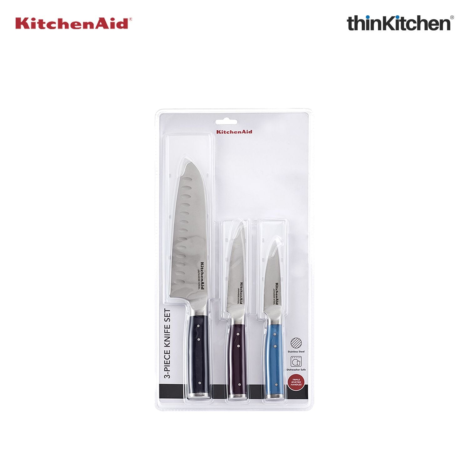 Premium 3Pcs Stainless Steel Knife Set – Sharp Santoku, Utility & Paring Kitchen Knife Set for Cutting, Slicing - 9