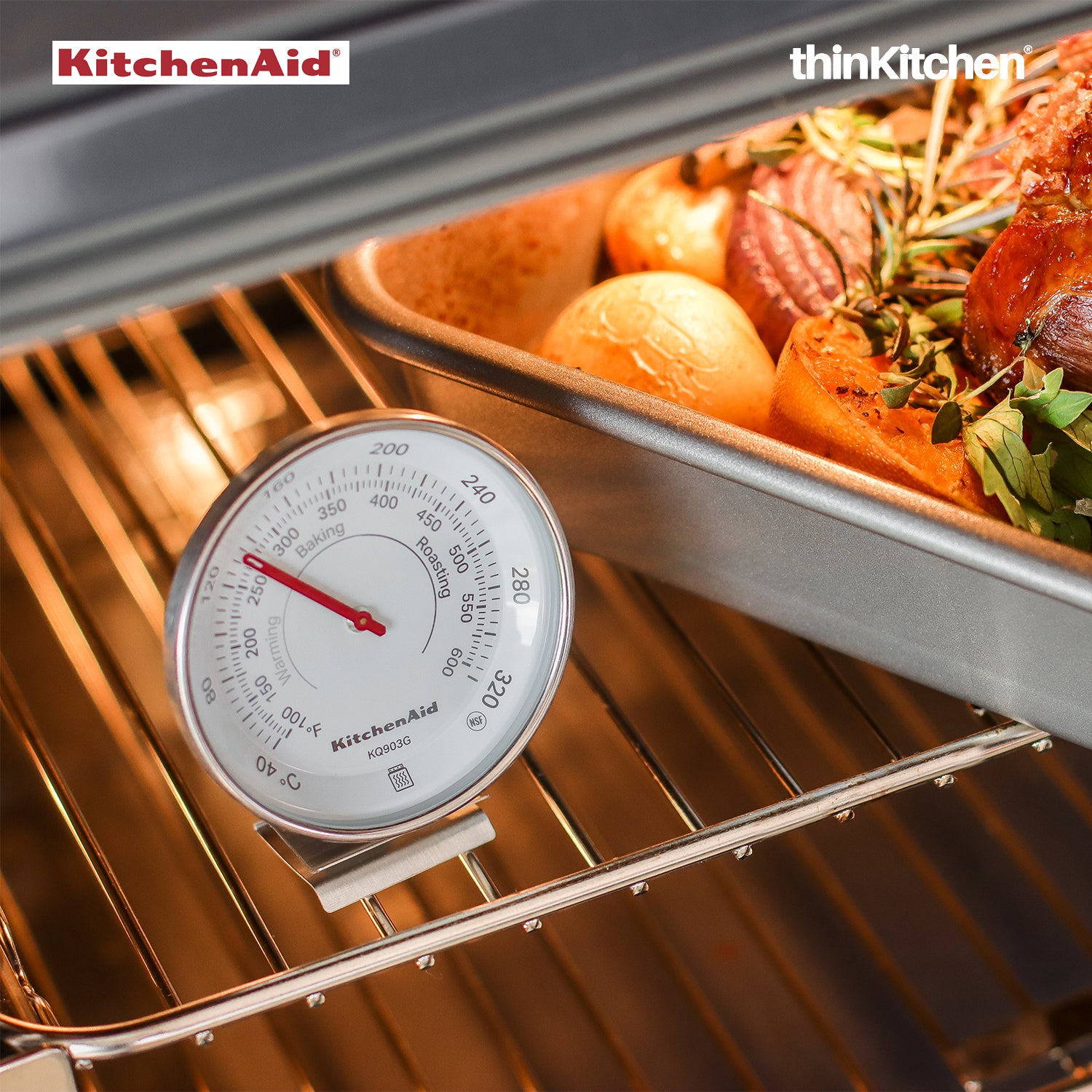 KitchenAid Adjustable Kitchen Oven Thermometer, Temperature Gauge