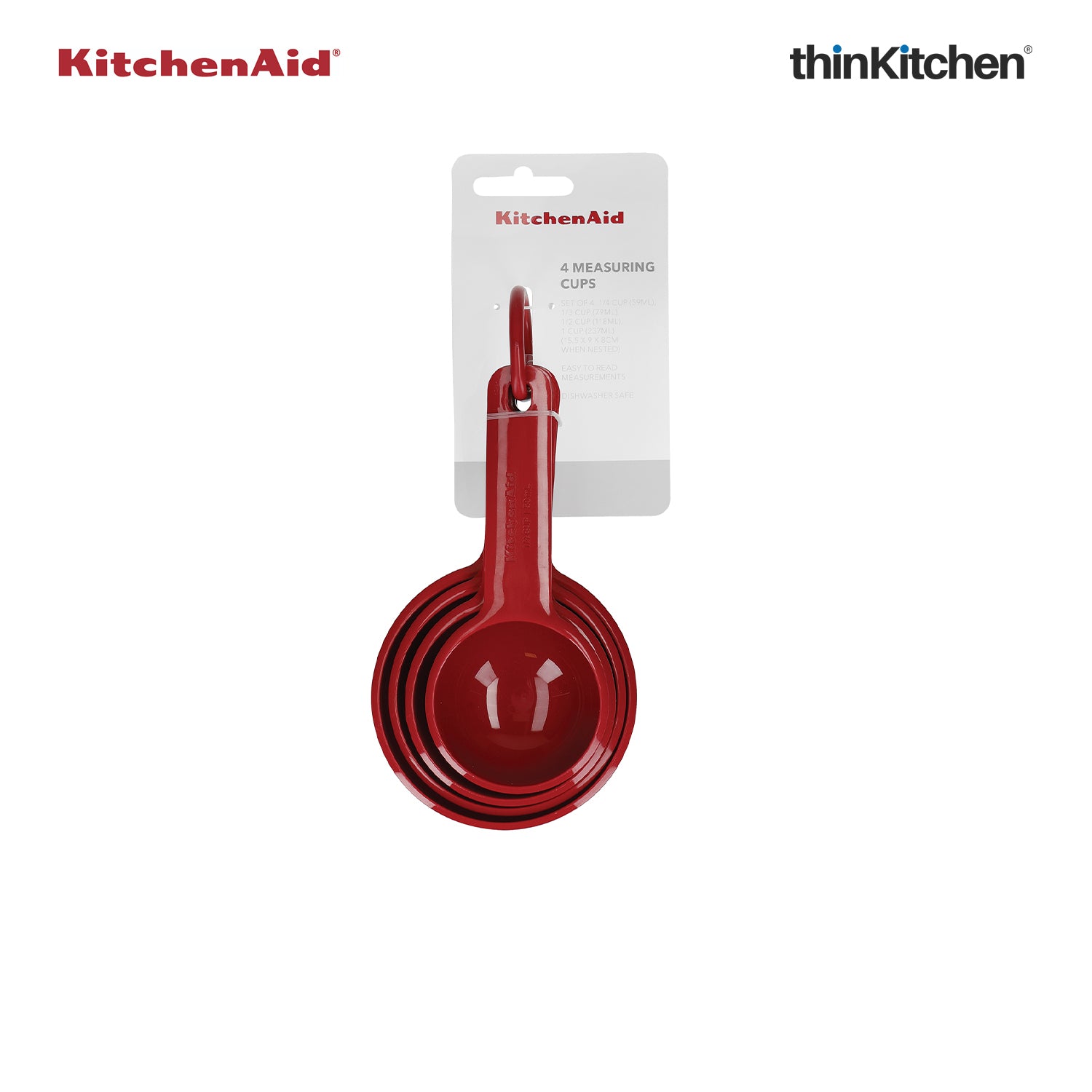 Set of 4 measuring cups, Empire Red color - KitchenAid brand