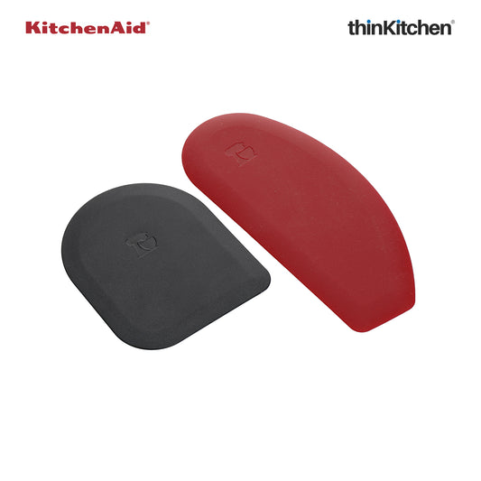 KitchenAid Premium Pot Scraper & Bowl Scraper Set, 2 Pc | Heat-Resistant Flexible Silicone | Empire Red