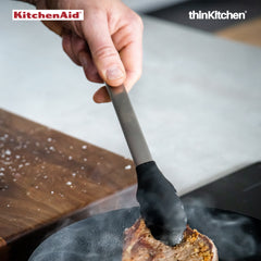 Premium Black Silicone Tipped Kitchen Tongs, 29.3cm