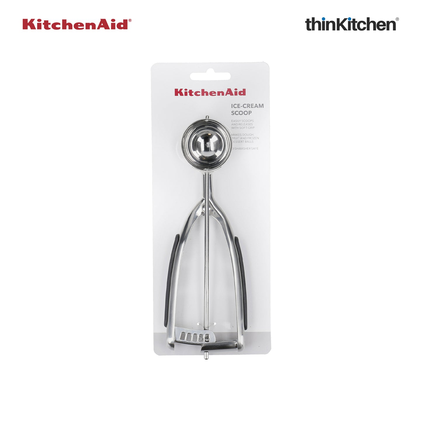 KitchenAid Stainless Steel Ice Cream & Cookie Dough Scoop with Trigger | Premium Soft-Grip Handle