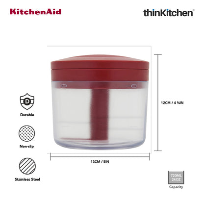KitchenAid Manual Vegetable Chopper with Pull Cord, 720ml, Red