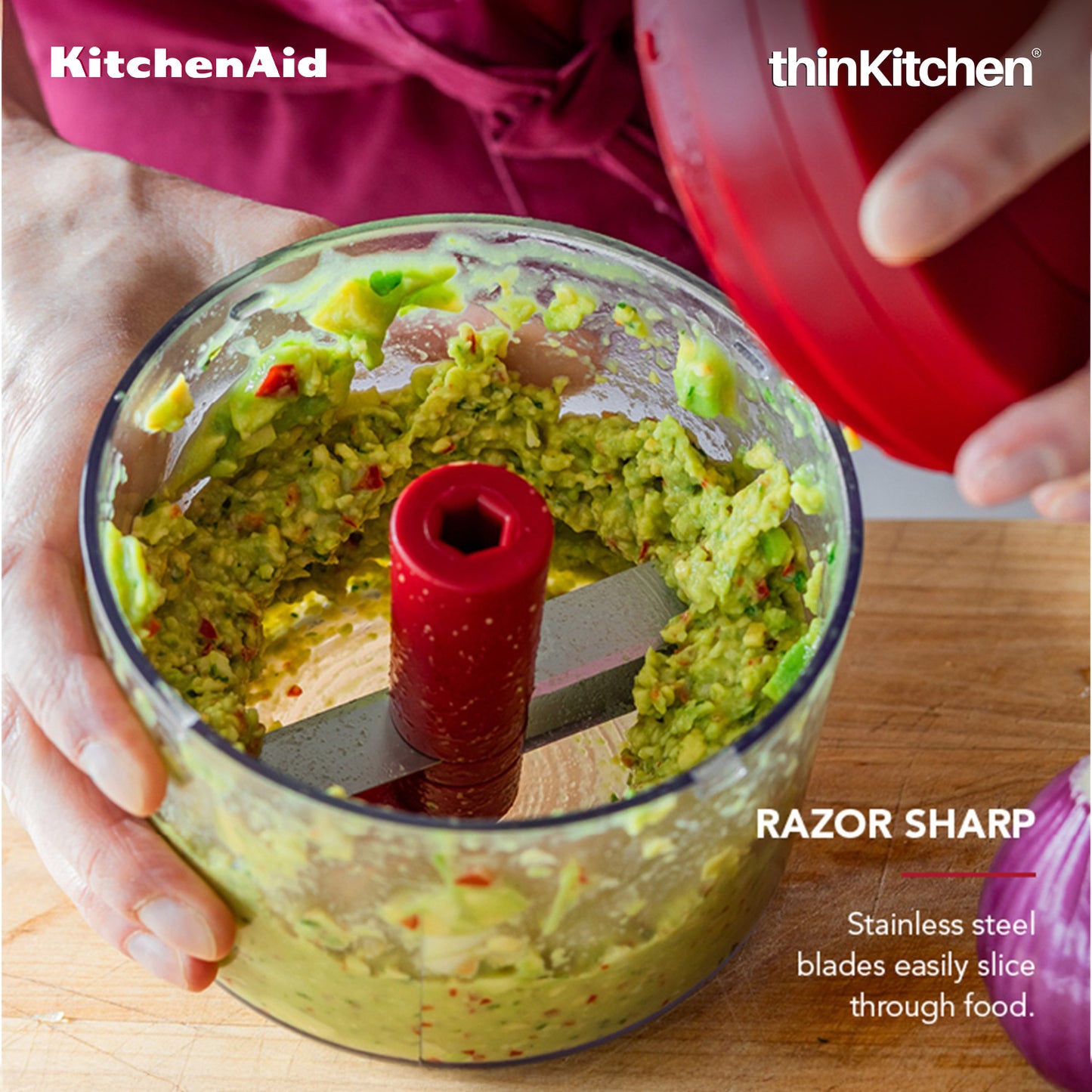 KitchenAid Manual Vegetable Chopper with Pull Cord, 720ml, Red