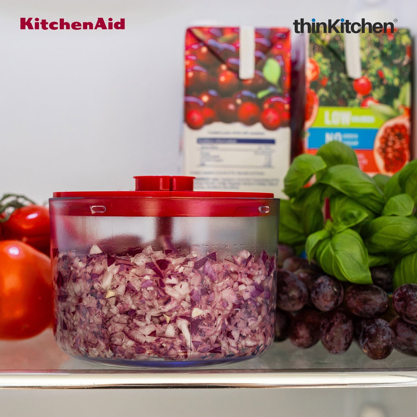 KitchenAid Manual Vegetable Chopper with Pull Cord, 720ml, Red
