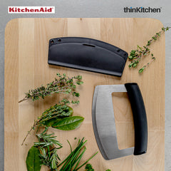 KitchenAid Premium Sharp Mezzaluna Knife, 15cm | Sharp Stainless Steel Curved Blade for Effortless Chopping & Mincing