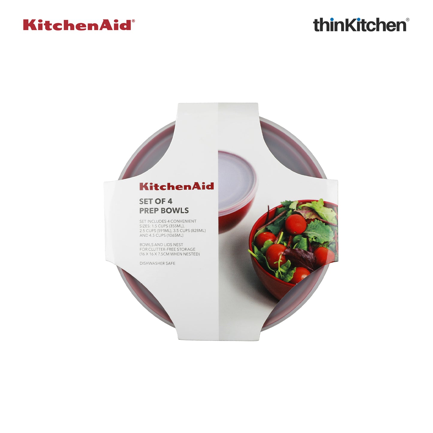 Kitchenaid 4 Pc Prep Bowls With Lid Empire Red 4 Pc Set