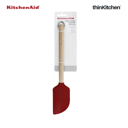 Kitchenaid Birchwood Scraper Spatula With Silicone Head Empire Red