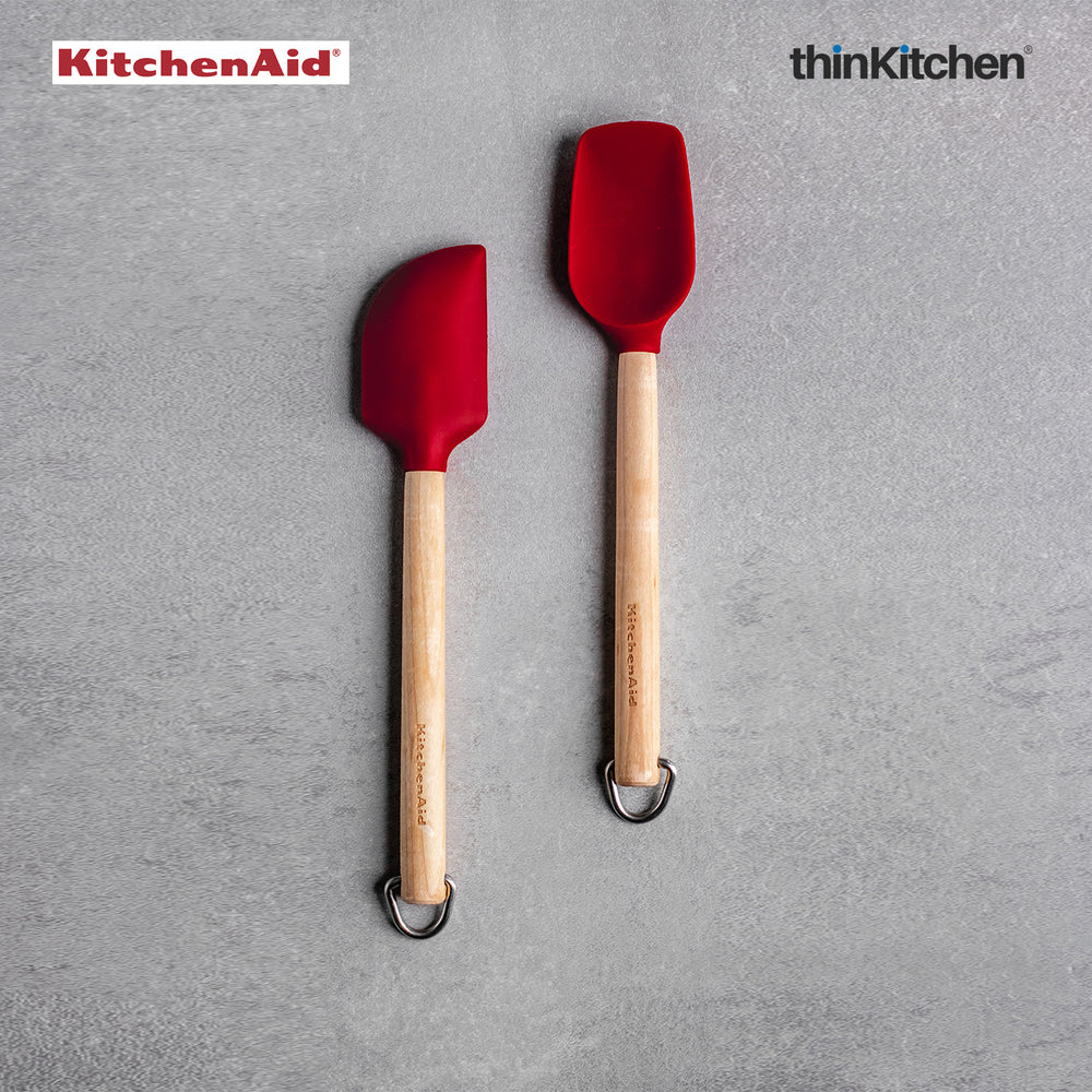 Premium 2pc Mini Birchwood Spatulas Set for thinKitchen - Empire Red