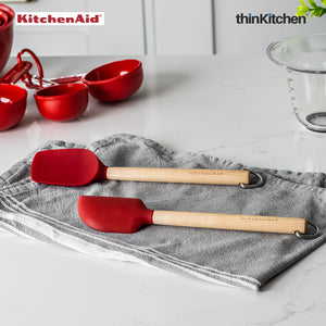 KitchenAid 2pc Mini Birchwood Spatulas Set  - Empire Red